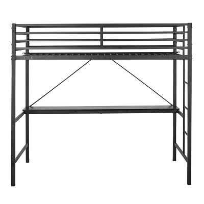 Flash Furniture Jake Metal Loft Bed Frame With Desk, Protective Guard Rails And Ladder For Kids, Teens And Adults 4 Flash Furniture Jake Metal Loft Bed Frame With Desk, Protective Guard Rails And Ladder For Kids, Teens And Adults - Image 2