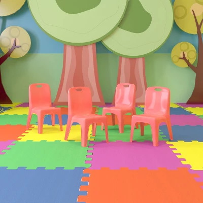 Flash Furniture 4 Pack Plastic Stackable School Chair With Carrying Handle And 11'' Seat Height 3 Flash Furniture 4 Pack Plastic Stackable School Chair With Carrying Handle And 11'' Seat Height