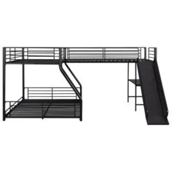 L-Shaped Twin Over Full Bunk Bed With Twin Size Loft Bed,Built-in Desk And Slide, Black - ModernLuxe 13 L-Shaped Twin Over Full Bunk Bed With Twin Size Loft Bed,Built-in Desk And Slide, Black - ModernLuxe -Roommates Store GUEST b9577ee0 60a0 41a2 8404 5db56d5c2832