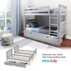 Max & Lily Twin Over Twin Bunk Bed With Under Bed Storage Drawers -Roommates Store GUEST b9b6a43a 83d4 4e82 ac21 7890192edc63
