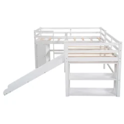 Twin Size L-Shaped Loft Bed With Movable Two-Tier Shelves And Slide - ModernLuxe -Roommates Store GUEST ba3bd155 950d 441f ac08 30df7735c30e