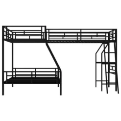 Twin Over Full Metal Bunk Bed With Twin Size Loft Bed And Desk, Black - ModernLuxe -Roommates Store GUEST ba841b03 d1f8 43a4 9dfd 18fe5b96154e