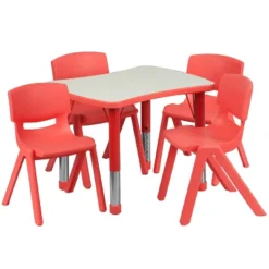 Flash Furniture 21.875"W X 26.625"L Rectangular Plastic Height Adjustable Activity Table Set With 4 Chairs 18 Flash Furniture 21.875"W X 26.625"L Rectangular Plastic Height Adjustable Activity Table Set With 4 Chairs -Roommates Store GUEST bd254b86 b913 41aa a069 2748049ad08f