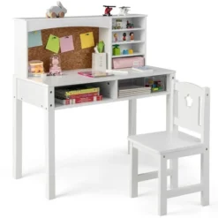 Costway Kids Desk And Chair Set Study Writing Workstation With Hutch & Bulletin Board -Roommates Store GUEST bd41e6dc bb8c 42c8 9773 14ef1e75f8c8