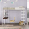 Twin Metal Loft Bed With 2 Shelves And Desk - ModernLuxe 1 Twin Metal Loft Bed With 2 Shelves And Desk - ModernLuxe -Roommates Store GUEST c0bbf8fe d520 42d4 92cf e71beb39494a