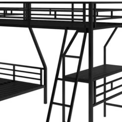 Twin Over Full Metal Bunk Bed With Twin Size Loft Bed And Desk, Black - ModernLuxe -Roommates Store GUEST c24d6bc1 7737 49a0 925e 7a5703c38c8b