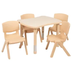Flash Furniture 21.875"W X 26.625"L Rectangular Plastic Height Adjustable Activity Table Set With 4 Chairs 19 Flash Furniture 21.875"W X 26.625"L Rectangular Plastic Height Adjustable Activity Table Set With 4 Chairs -Roommates Store GUEST c8079485 a1de 4e59 8363 3db8b69d61b1