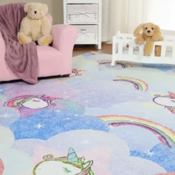 Unicorn Rainbow Colorful Kids Playroom Nursery Washable Indoor Area Rug By Blue Nile Mills -Roommates Store GUEST c9a60e54 63ee 4f2a 89ec f0cbe6d7f5f0