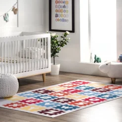 NuLOOM Peri Machine Washable Kids Alphabet Nursery Or Playroom Area Rug