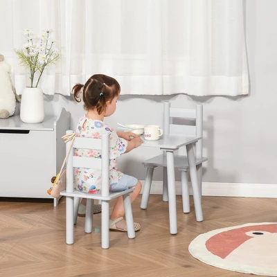 Qaba Kids Wooden Table And Chair Activity Set For Arts, Crafts, Dinning, And Reading For Toddlers Age 2 To 5 3 Qaba Kids Wooden Table And Chair Activity Set For Arts, Crafts, Dinning, And Reading For Toddlers Age 2 To 5