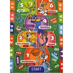 KC CUBS | Looney Tunes Boy & Girl Kids Hopscotch Number Counting Educational Learning & Game Play Nursery Bedroom Classroom Rug Carpet, 2' 7" X 6' 0" -Roommates Store GUEST cef18551 bc3e 4731 8768 847b6f30a703