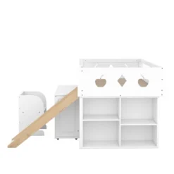 Wood Loft Bed With Slide, Cabinets, Blackboard, Desk And Chair-ModernLuxe -Roommates Store GUEST cf4d3ee4 f02a 4727 981c 173a9e9b9119