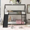 Twin Over Twin House Bunk Bed With Ladder And Slide - ModernLuxe