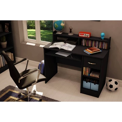 Axess Desk With Keyboard Tray Pure Black - South Shore 3 Axess Desk With Keyboard Tray Pure Black - South Shore