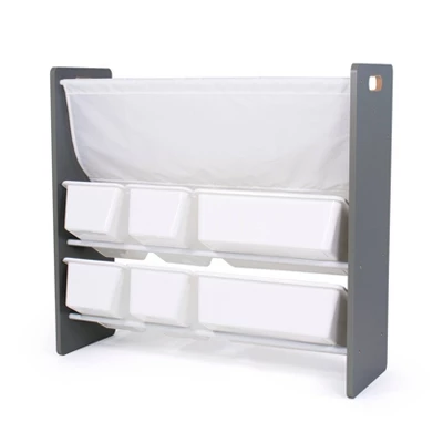 Read N Play 6 Bin Organizer & 2 Tier Bookrack White - Humble Crew 4 Read N Play 6 Bin Organizer & 2 Tier Bookrack White - Humble Crew - Image 2