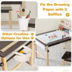 Costway Kids Art Table & Chairs Set Wooden Drawing Desk With Paper Roll Storage Shelf Bins 17 Costway Kids Art Table & Chairs Set Wooden Drawing Desk With Paper Roll Storage Shelf Bins -Roommates Store GUEST d7047734 a0f0 47ed acdc 959ac8bbfa06