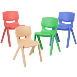 Emma And Oliver 4 Pack Plastic Stackable K-2 School Chair With 13.25"H Seat -Roommates Store GUEST d92f50fc e6a6 4d3f a313 4a7a9487e8c0