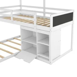 Twin Size L-shaped Wood Triple Bunk Bed With Storage Cabinet, Ladder And Blackboard-ModernLuxe 17 Twin Size L-shaped Wood Triple Bunk Bed With Storage Cabinet, Ladder And Blackboard-ModernLuxe -Roommates Store GUEST ddddd968 28a3 488b b309 eab0d40e0265