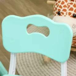 Qaba Kids Table And Chair Set With 4 Chairs, Adjustable Height, Easy To Clean Table Surface, For 1.5 - 5 Years Old -Roommates Store GUEST ded68748 7e4a 47b8 814d f49b9b49aed8