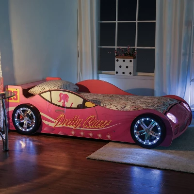 Twin Naglin Racing Car Bed With Led Headlight Pink - HOMES: Inside + Out 4 Twin Naglin Racing Car Bed With Led Headlight Pink - HOMES: Inside + Out - Image 2