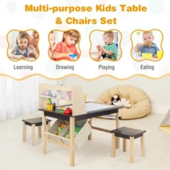 Costway Kids Art Table & Chairs Set Wooden Drawing Desk With Paper Roll Storage Shelf Bins 16 Costway Kids Art Table & Chairs Set Wooden Drawing Desk With Paper Roll Storage Shelf Bins -Roommates Store GUEST e2679961 4068 4a3d a5d8 e22839f71b13