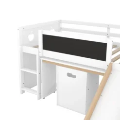 Wood Loft Bed With Slide, Cabinets, Blackboard, Desk And Chair-ModernLuxe -Roommates Store GUEST e372b7a5 f3df 41c3 91d2 63f7d9aeba03