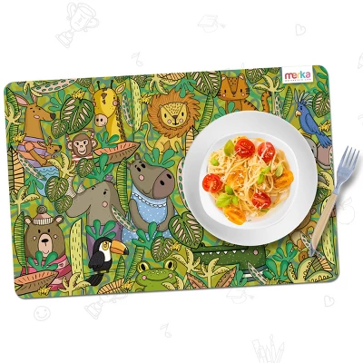 Merka Kids Wipeable Plastic Placemats For Dining Table - Ocean, Space, Jungle, Unicorns For Ages 2 And Up, Set Of 4 6 Merka Kids Wipeable Plastic Placemats For Dining Table - Ocean, Space, Jungle, Unicorns For Ages 2 And Up, Set Of 4 - Image 4