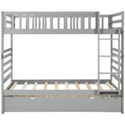 Twin Over Twin Wood Bunk Bed With Safety Rail And Movable Trundle-ModernLuxe 25 Twin Over Twin Wood Bunk Bed With Safety Rail And Movable Trundle-ModernLuxe -Roommates Store GUEST e64df2bd 89ba 45b9 8bf7 5eafee0d7725