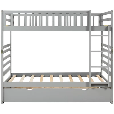 Twin Over Twin Wood Bunk Bed With Safety Rail And Movable Trundle-ModernLuxe 10 Twin Over Twin Wood Bunk Bed With Safety Rail And Movable Trundle-ModernLuxe - Image 8