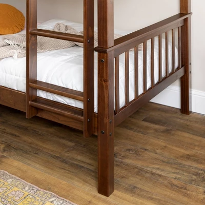 Twin Over Twin Transitional Cottage Solid Pine Bunk Bed Walnut - Saracina Home 7 Twin Over Twin Transitional Cottage Solid Pine Bunk Bed Walnut - Saracina Home - Image 5