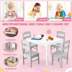 Costway Kids 5 Piece Table & Chair Set Wooden Children Activity Playroom Furniture Gift -Roommates Store GUEST e69c37eb 6777 4ef9 83b7 e4d5ef4fce65