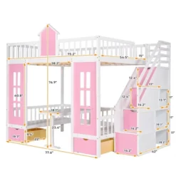 Full-Over-Full Bunk Bed With Changeable Table, Separable Bunk Bed Turn Into Upper Bed And Down Desk-ModernLuxe -Roommates Store GUEST e92ac78b d2f3 4780 bab7 351b3485d240