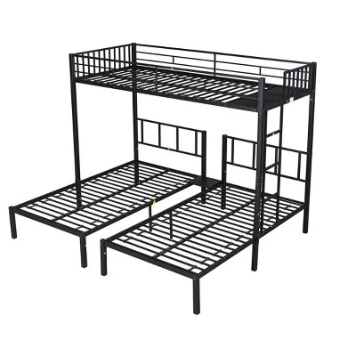 Twin Over Twin Metal Triple Bunk Bed With Ladder-ModernLuxe 9 Twin Over Twin Metal Triple Bunk Bed With Ladder-ModernLuxe - Image 7