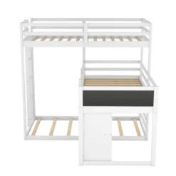 Twin Size L-shaped Wood Triple Bunk Bed With Storage Cabinet, Ladder And Blackboard-ModernLuxe 16 Twin Size L-shaped Wood Triple Bunk Bed With Storage Cabinet, Ladder And Blackboard-ModernLuxe -Roommates Store GUEST ebf11b24 c54e 4085 ac8f ae6c02fc41e0