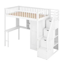 Twin Size Loft Bed With Shelf, Drawers, Desk And Wardrobe - ModernLuxe 16 Twin Size Loft Bed With Shelf, Drawers, Desk And Wardrobe - ModernLuxe -Roommates Store GUEST ec2910ad 9385 4b67 b1d4 29a9a2cb1df5