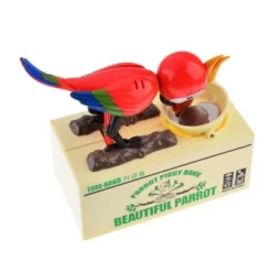 Insten Parrot Piggy Bank Robotic Coin Munching Toy Money Box, Red, 6.6x6.5 Inches -Roommates Store GUEST ec30c160 b7c2 4e4d 8e3a ce407fbb3c9c