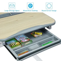 Costway Children Desk Chair Set Adjustable Study Table Drawer 13 Costway Children Desk Chair Set Adjustable Study Table Drawer -Roommates Store GUEST ec402ac8 cf6b 40ab b26b e53618235813