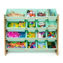 Toy Organizer With 16 Storage Bins Natural/Mint - Humble Crew 7 Toy Organizer With 16 Storage Bins Natural/Mint - Humble Crew -Roommates Store GUEST ee534712 52ca 45c9 9c07 b693f00d15a9