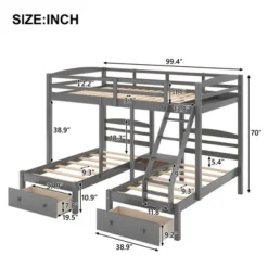 Full Over Twin & Twin Bunk Bed, Gray - ModernLuxe 12 Full Over Twin & Twin Bunk Bed, Gray - ModernLuxe -Roommates Store GUEST f17a7836 1fb9 4c01 82db 42a62d1ff019