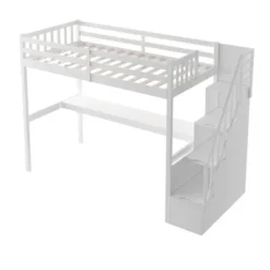 Twin Size Loft Bed With Staircase And Built-in Desk - ModernLuxe -Roommates Store GUEST f3893fbb 6642 421d 8d2b d4f40dbec53d