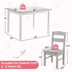 Costway Kids 5 Piece Table & Chair Set Wooden Children Activity Playroom Furniture Gift -Roommates Store GUEST f535b6e0 f7c8 4a71 89a9 b5bbb021b779