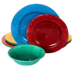Gibson Studio California Mauna 12 Piece Assorted Crackle Decal Melamine Dinnerware Set -Roommates Store GUEST f835a310 56d5 415b a238 7d4100e6a83b