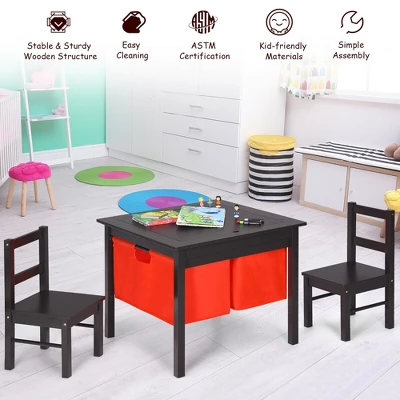 Costway 2-in-1 Kids Activity Table & 2 Chairs Set W/Storage Building Block Table 7 Costway 2-in-1 Kids Activity Table & 2 Chairs Set W/Storage Building Block Table - Image 5