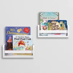 2pk Kids' 10" Floating Wall Mount Bookshelf Set White - RiverRidge Home -Roommates Store GUEST fe817720 8317 4443 9e28 6e054c23eaba