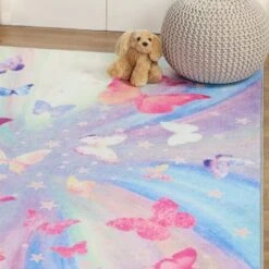 Butterfly Colorful Kids Playroom Nursery Washable Indoor Area Rug By Blue Nile Mills -Roommates Store GUEST ff0f7c9f bfd8 47e3 ad55 3c28917e827b