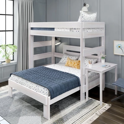 Max & Lily Farmhouse Twin Over Full L-Shaped Bunk Bed With Desk 3 Max & Lily Farmhouse Twin Over Full L-Shaped Bunk Bed With Desk